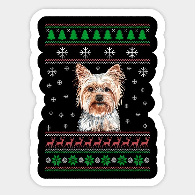 Yorkshire Terrier Ugly Christmas Sweater Funny Dog Lover Owner Gifts Sticker by nzbworld